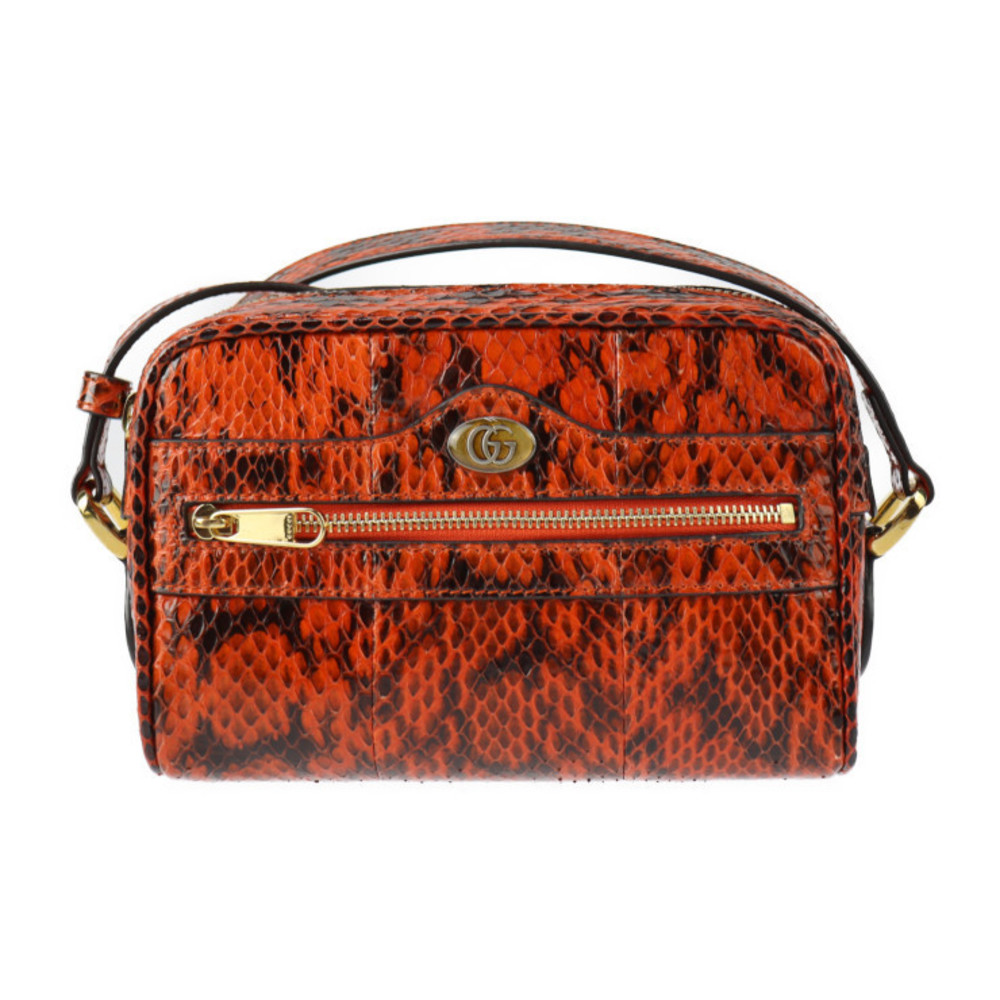 Gucci Ophidia Shoulder Bag Python Orange Black Gg - image 1